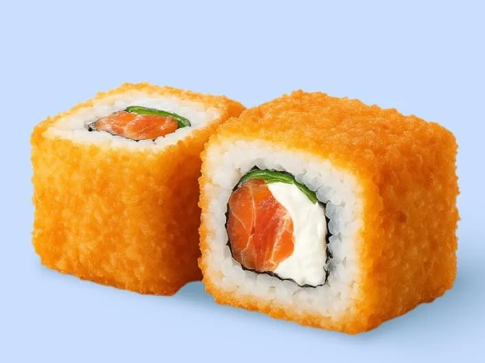 Жареный с копченым лососем