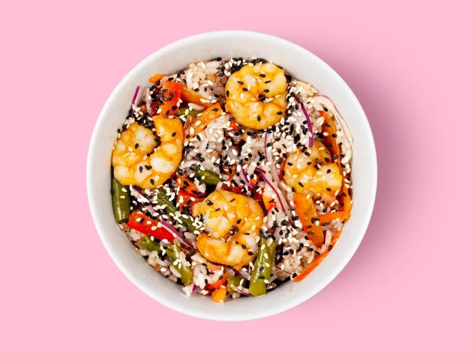 WOK терияки рис с креветками